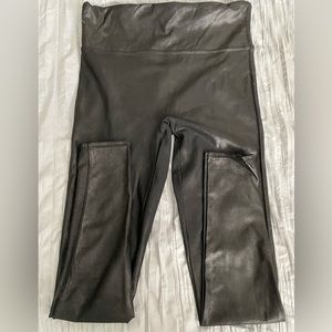 Spanx REVOLVE  Coated Black Leggings Size XL